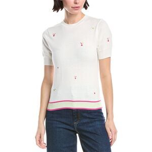 Wispr Womens  Cocktail Embroidery Sweater, White